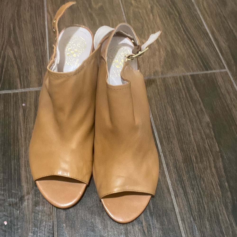 Vince Camuto cognac block heels